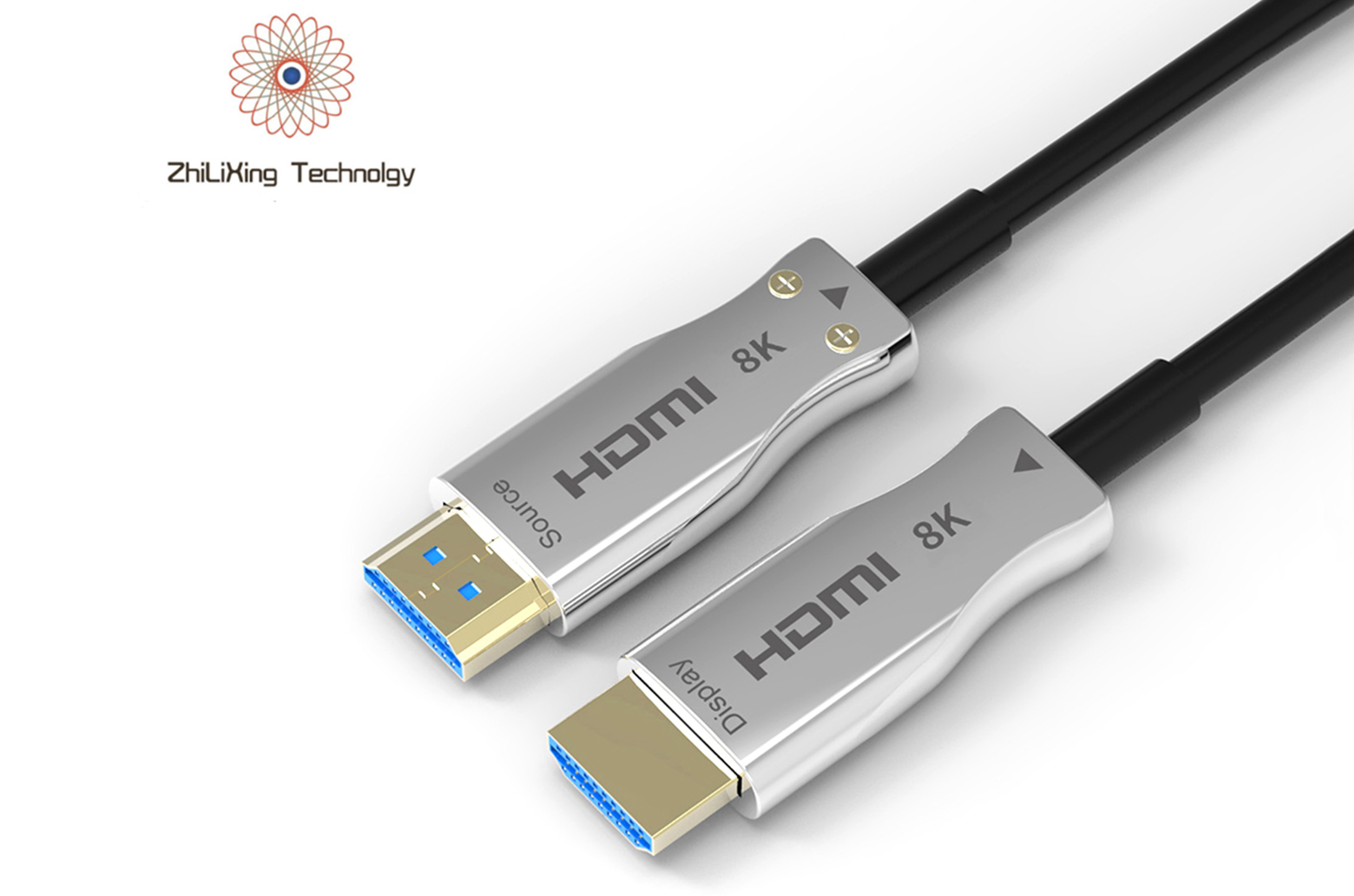 Popular optical fiber HDMI 2.1 cable Optical fiber HDMI cable Silver optical fiber cable